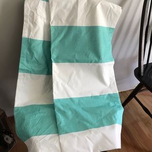 Teal and white curtains